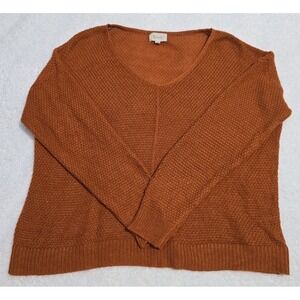 Beceel Sweater Womens Large Lightweight V Neck Long Sleeve Pumpkin/Orange